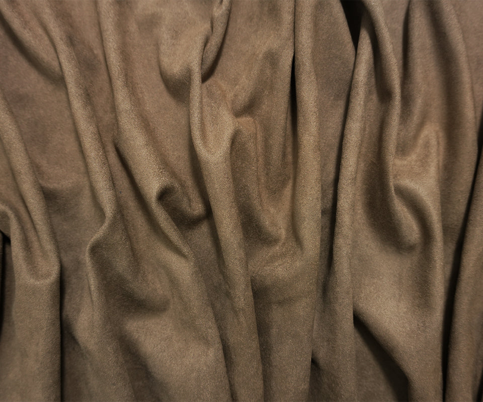 Brown Famous Designer Poly Spandex Solid Microsuede Knit Fabric