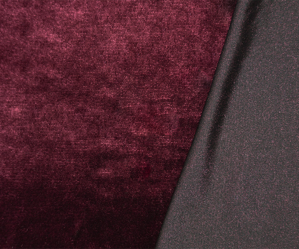Red Famous Designer Poly Nylon Spandex Solid Velvet Knit Fabric