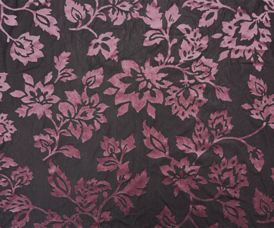 Brown-Pink Famous Designer Poly Nylon Spandex Burnout Velvet Knit Fabric
