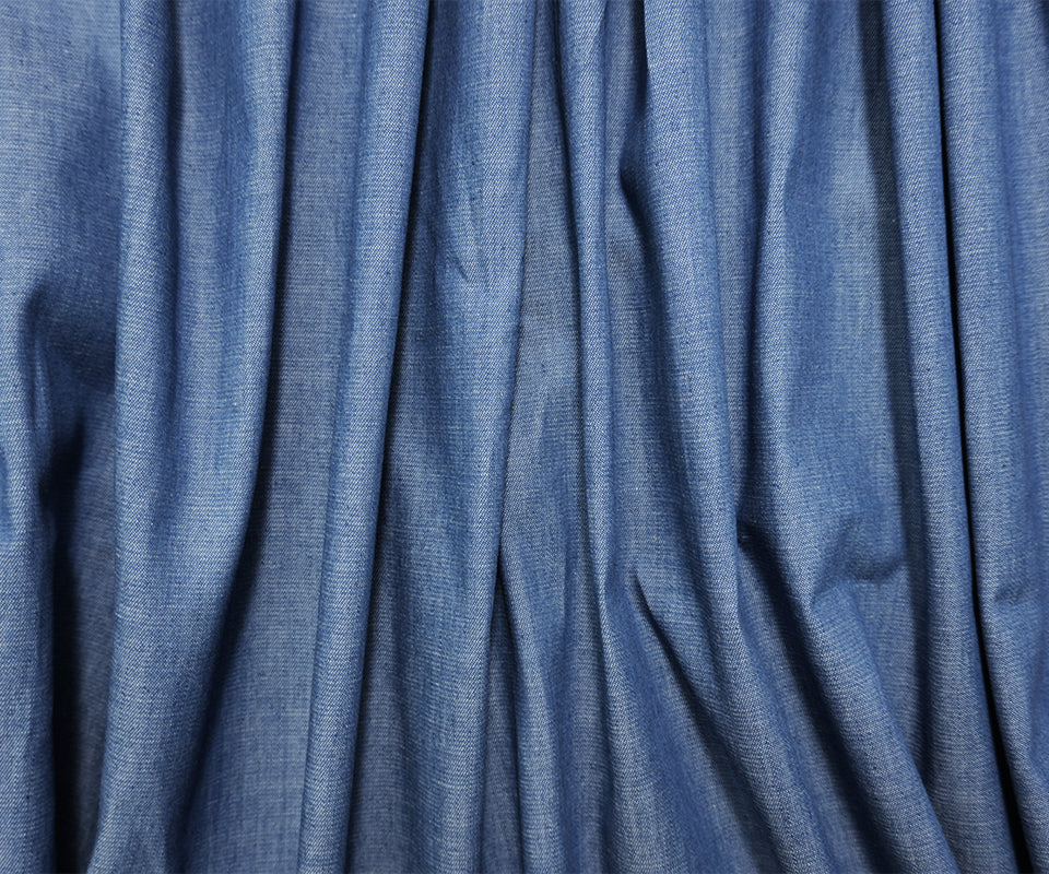 Blue 4.5 oz. Washed Cotton Twill Chambray Denim Reorderable Woven Fabric