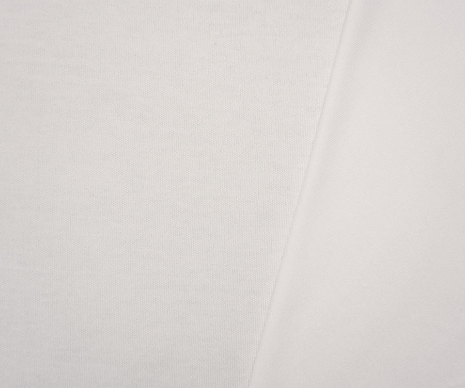 White Cotton-Poly Solid Interlock Knit Fabric