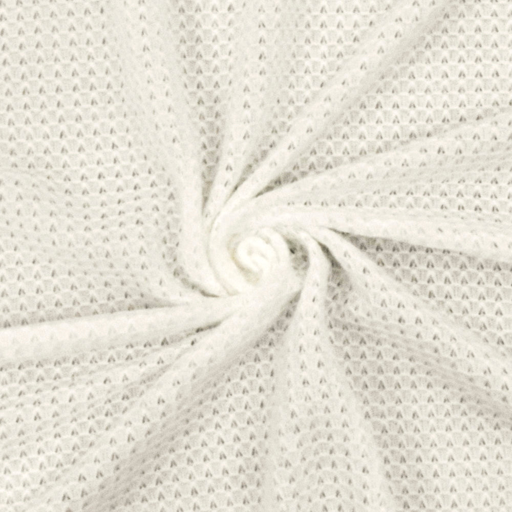 Ivory Solid Polyester-Cotton 3D Pique Knit Fabric