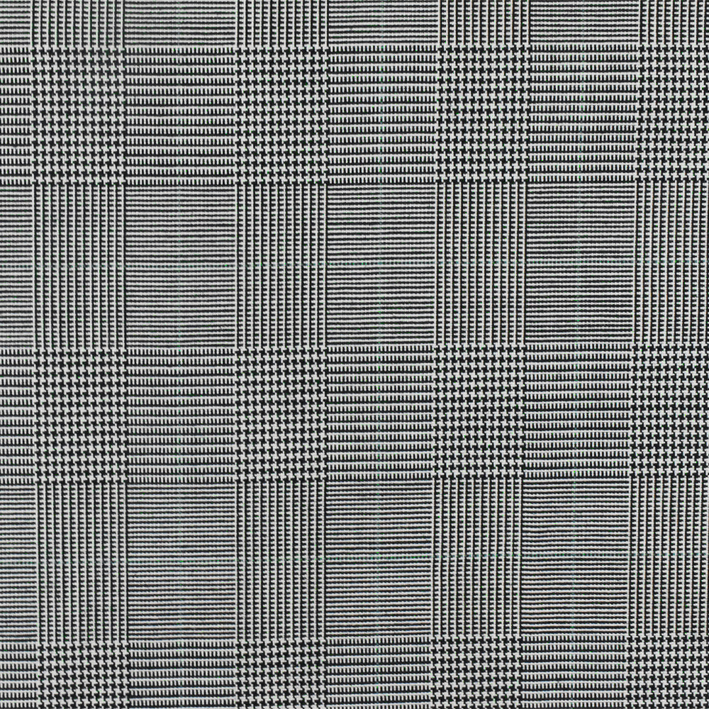 Nature Black-White-Green Glen Plaid Wool Polyester Woven Suiting Fabric