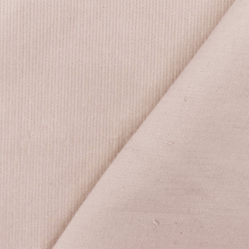 Beige Solid Stretch Cotton Spandex Featherwale Corduroy Woven Fabric