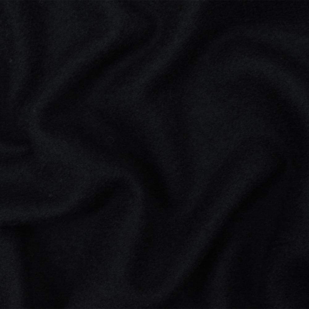 Black Solid Wool Brushed Boucle Knit Jacketing Fabric