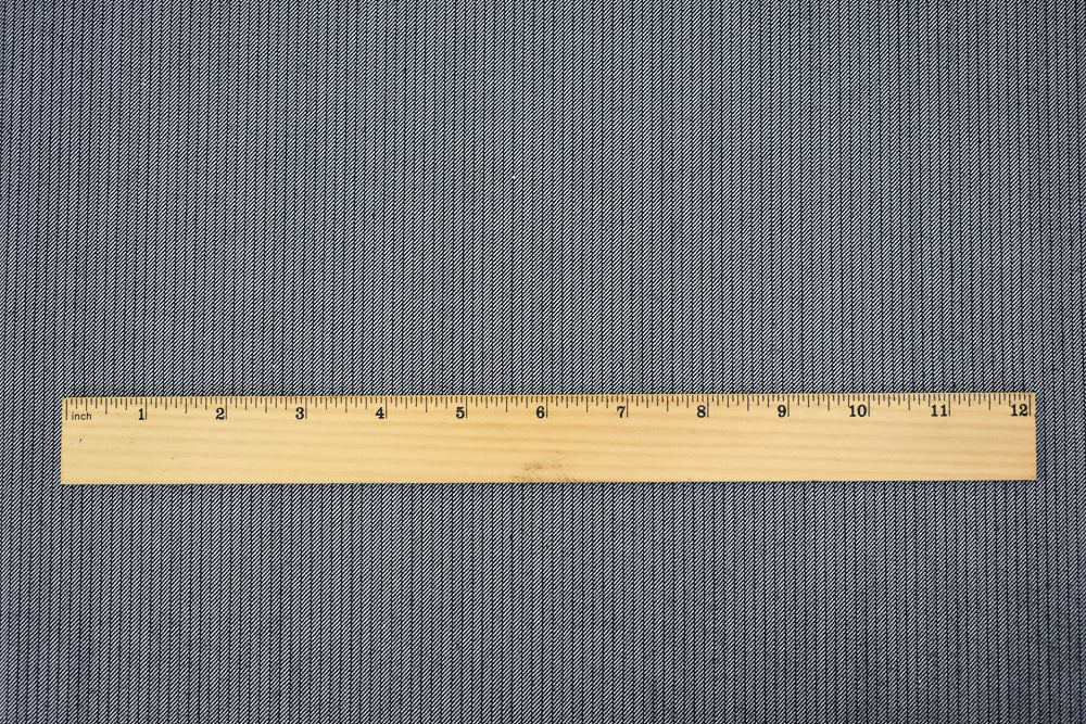 Black-White Polyester Wool Blend Striped Twill Woven Suiting Fabric