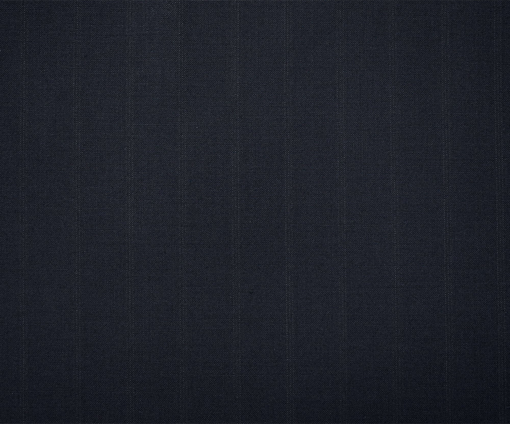 Deep Navy-Gray Wool Polyester Striped Woven Shirting Fabric