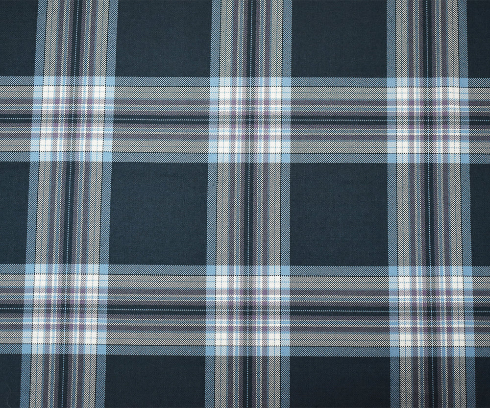 Blue-Mauve-Multi Poly-Wool Blend Plaid Twill Suiting Fabric