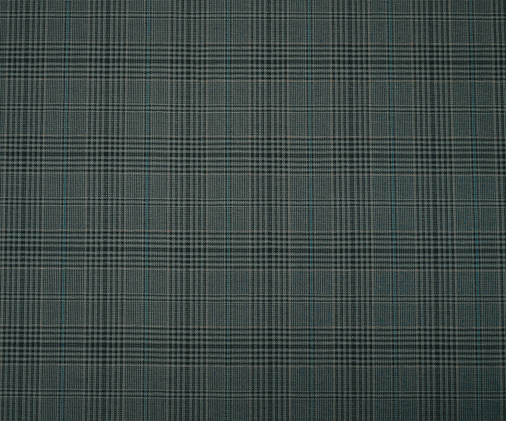 Black-Gray-Multi Wool Polyester Plaid Woven Shirting Fabric