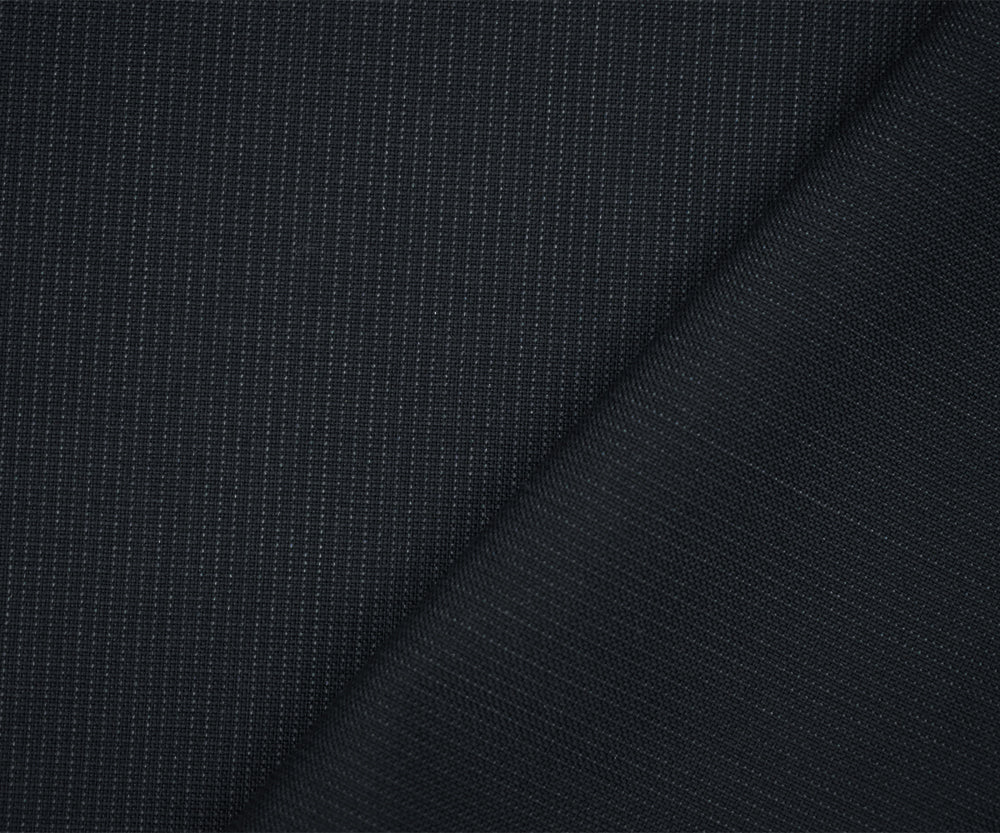Black-Gray Wool Polyester Dobby Woven Suiting Fabric
