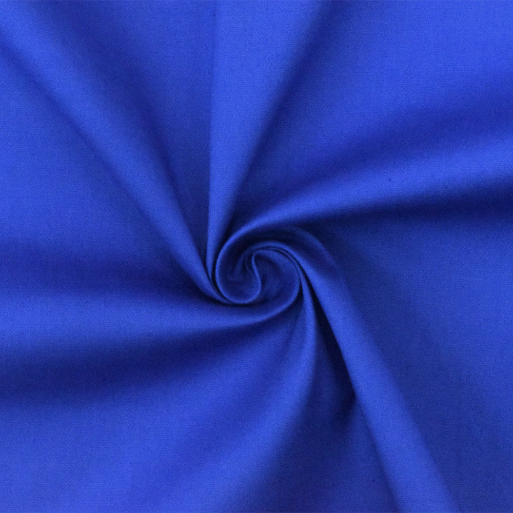 Blue Cotton Solid Stretch Spandex Poplin Woven Fabric