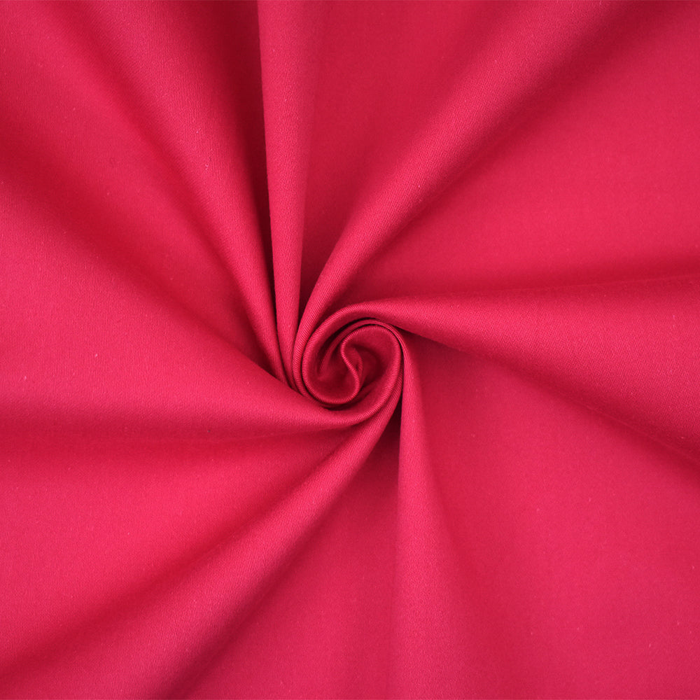 Hot Pink Cotton Twill Stretch Spandex Solid Twill Sateen Woven Fabric