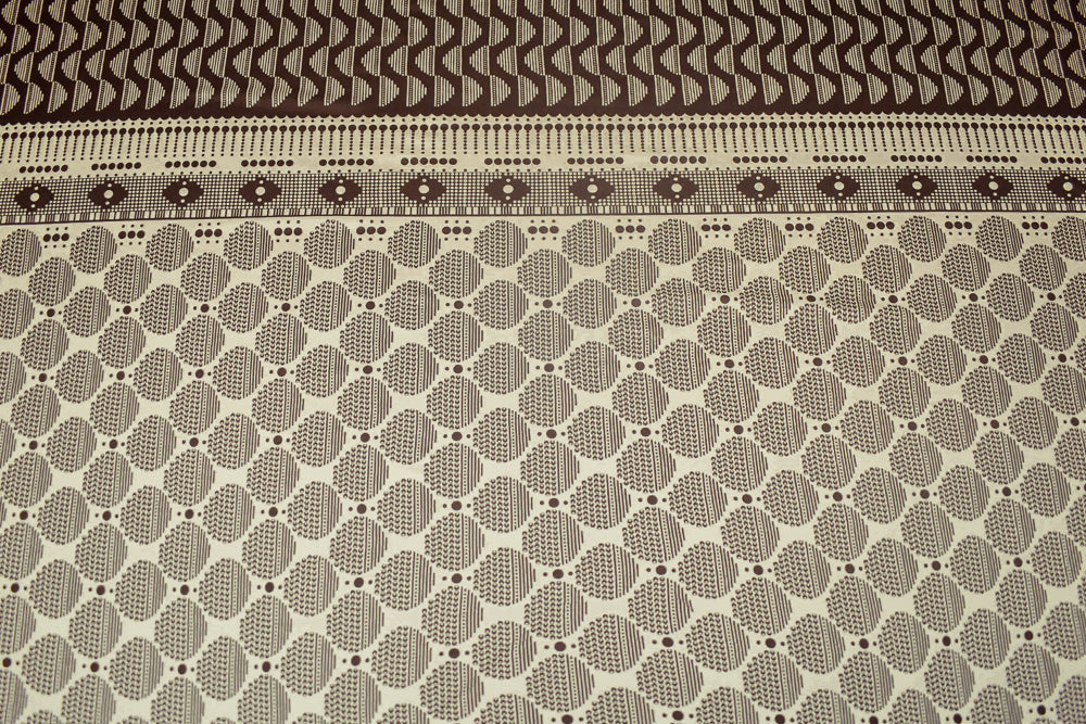 Brown-Ivory Dot Striped Pattern Printed Stretch Silk Jersey Knit Fabric