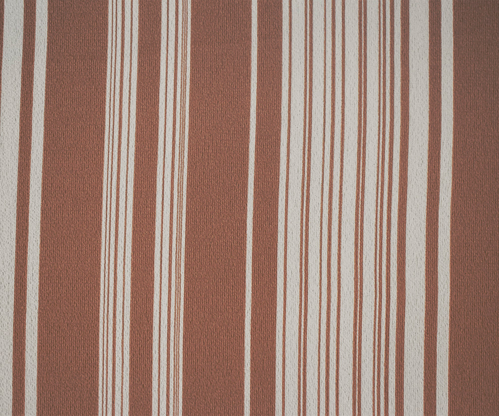 Brown-White Stripe Printed Poly Crepe Georgette Woven Fabric