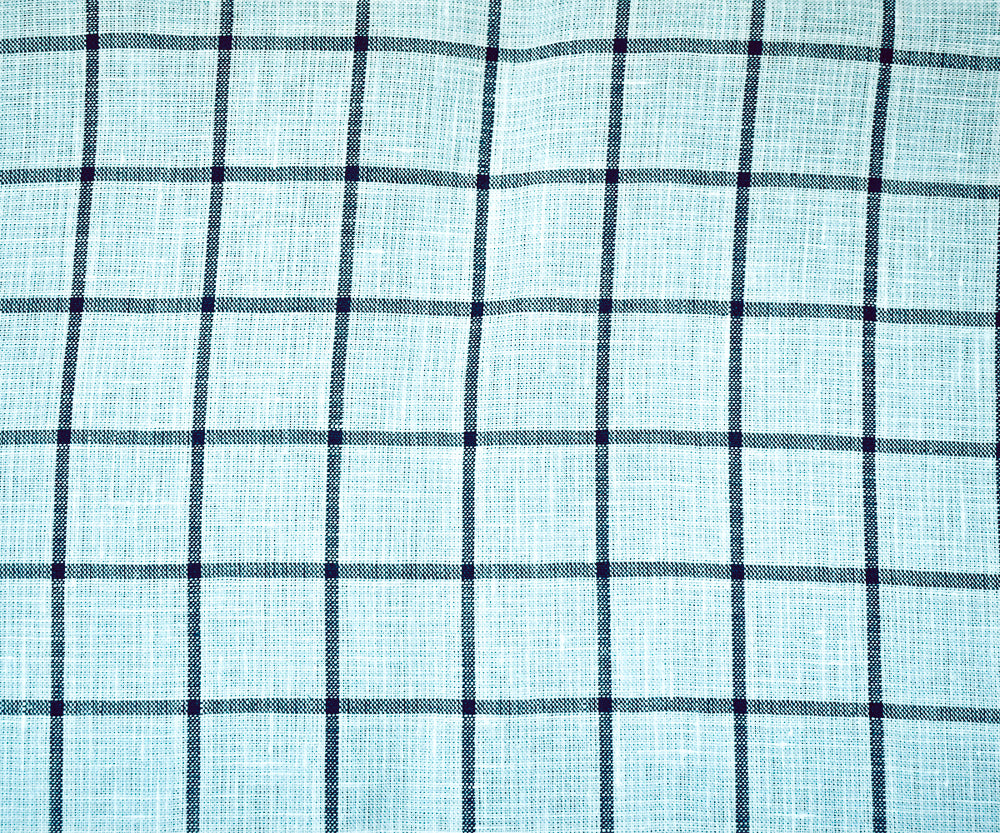 Light Blue-Blue-White Spence Bryson Check Grid Irish Linen Woven Fabric