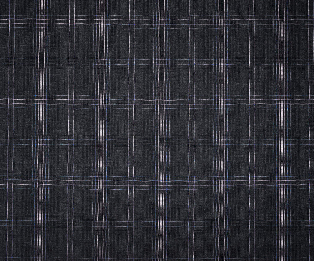 Gray-Purple-Multi Wool-Poly Plaid Woven Shirting Fabric