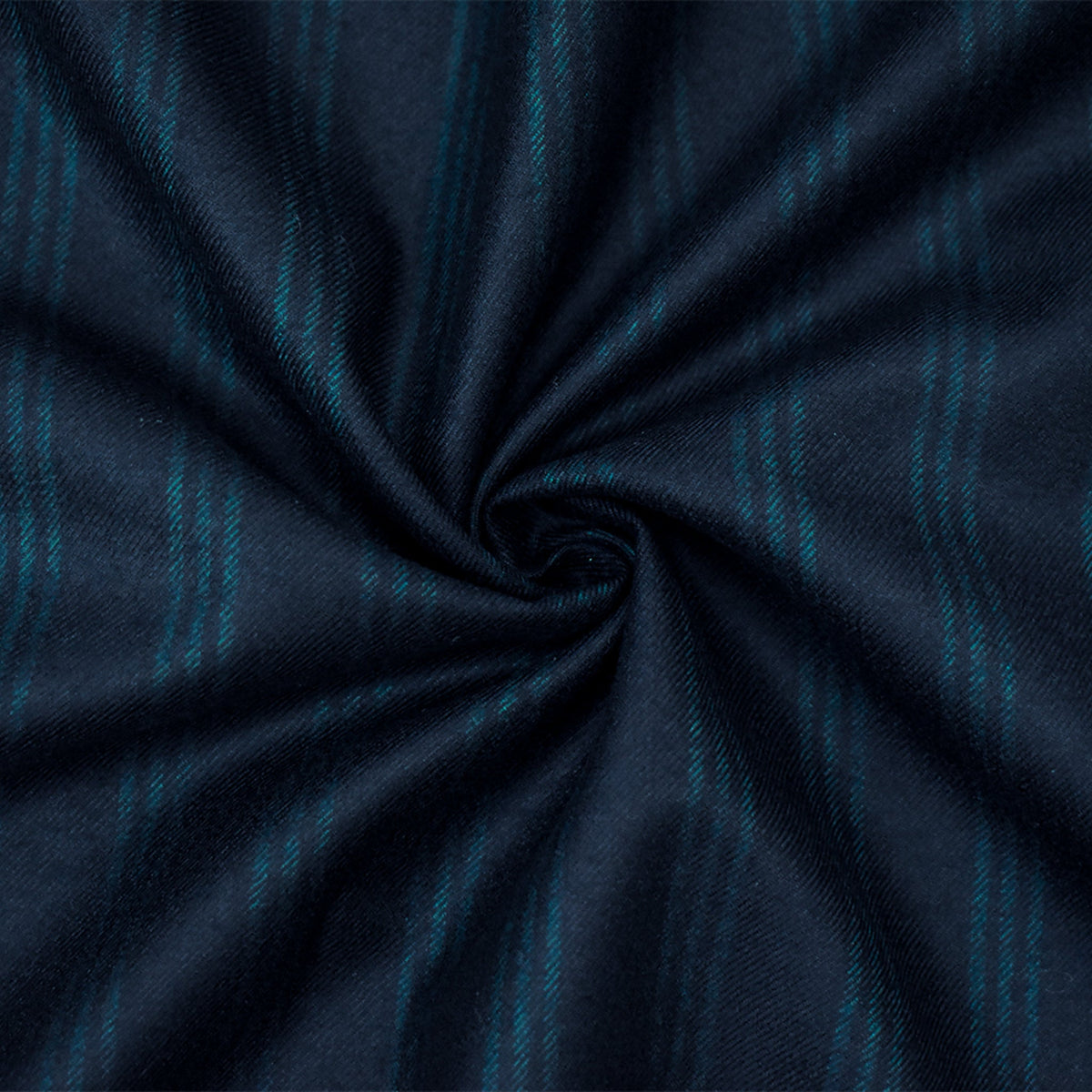 Deep Blue-Green Wool Stripe Twill Woven Suiting Fabric