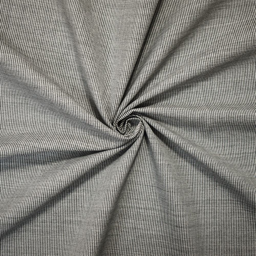 Deep Gray-White Poly-Wool Japanese Stripe Woven Fabric