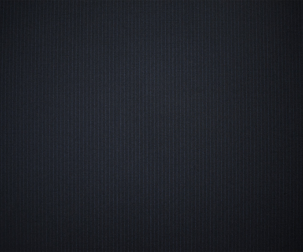 Black-Blue Wool-Polyester Japanese Vertical Stripe Shirting Woven Fabric
