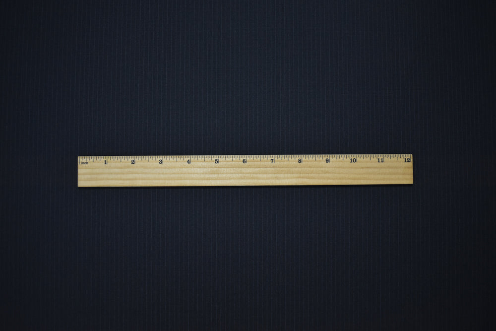 Black-Blue Wool-Polyester Japanese Vertical Stripe Shirting Woven Fabric