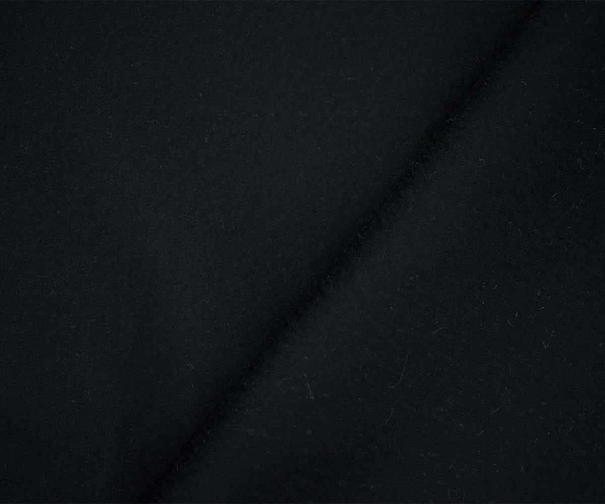 Black Melton Wool Single Sided Brushed Solid Twill Woven Jacketing Fabric