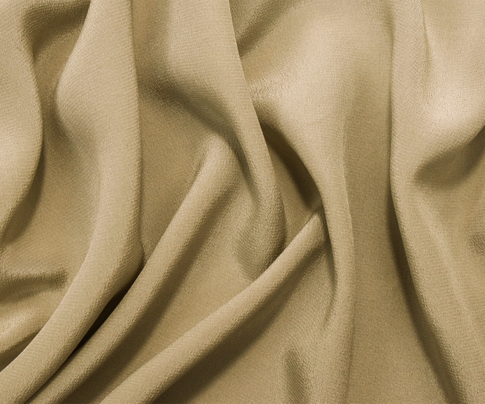 Taupe Beige Famous Designer Silk Crepe De Chine Woven Fabric