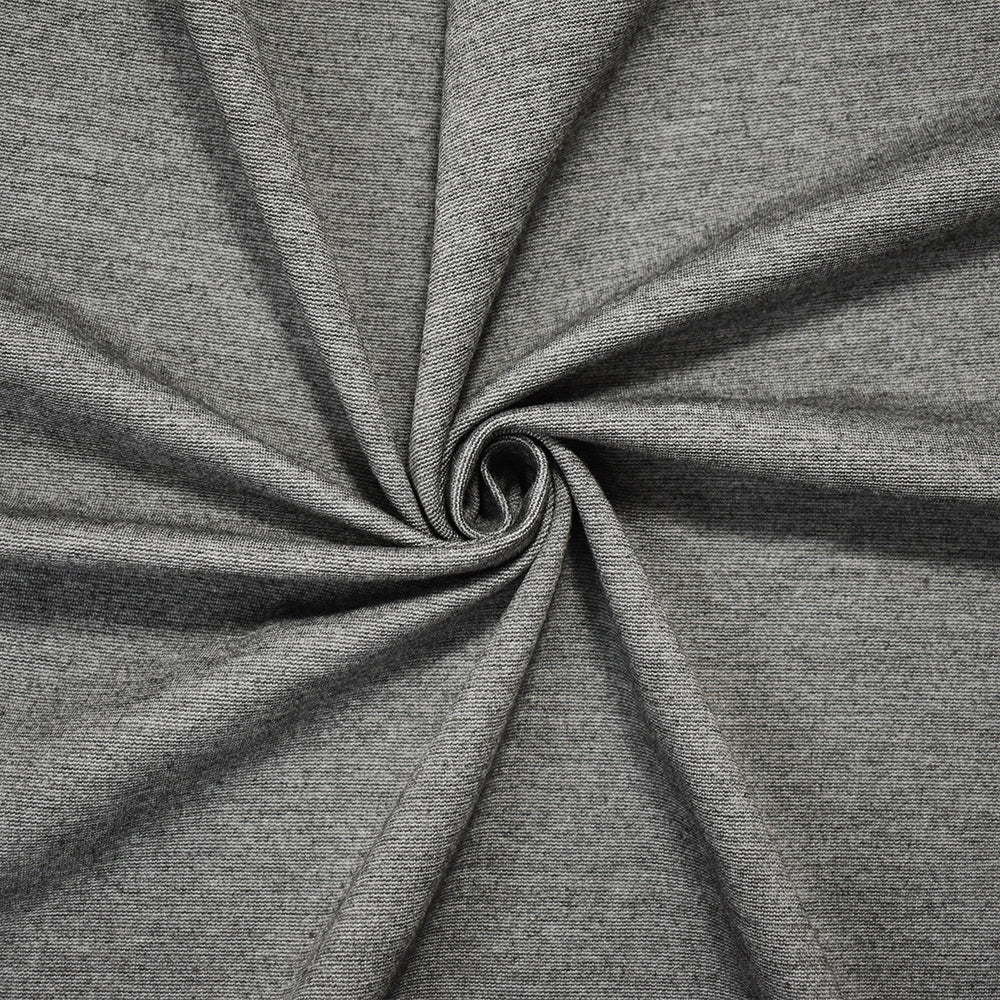 Gray-Black Poly-Cotton Stretch Spandex Textured Double Knit Fabric