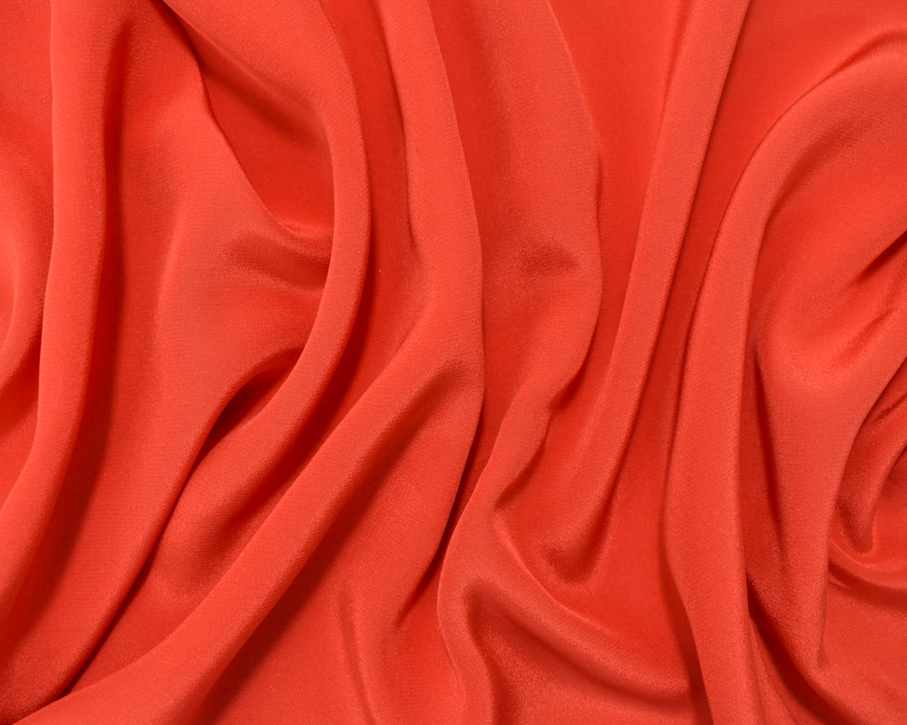Orange Silk Famous Designer Crepe De Chine Woven Fabric