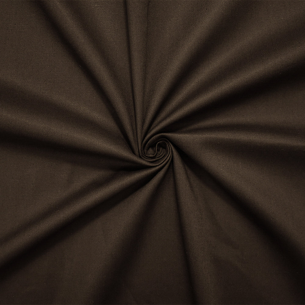 Brown Cotton Solid Stretch Spandex Poplin Woven Fabric