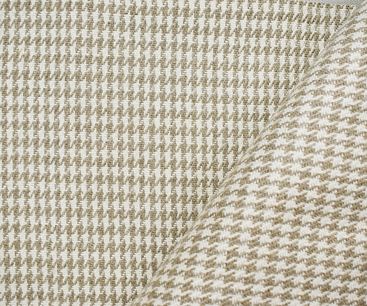 Natural White-Taupe Washed Linen Houndstooth Home Decor Fabric