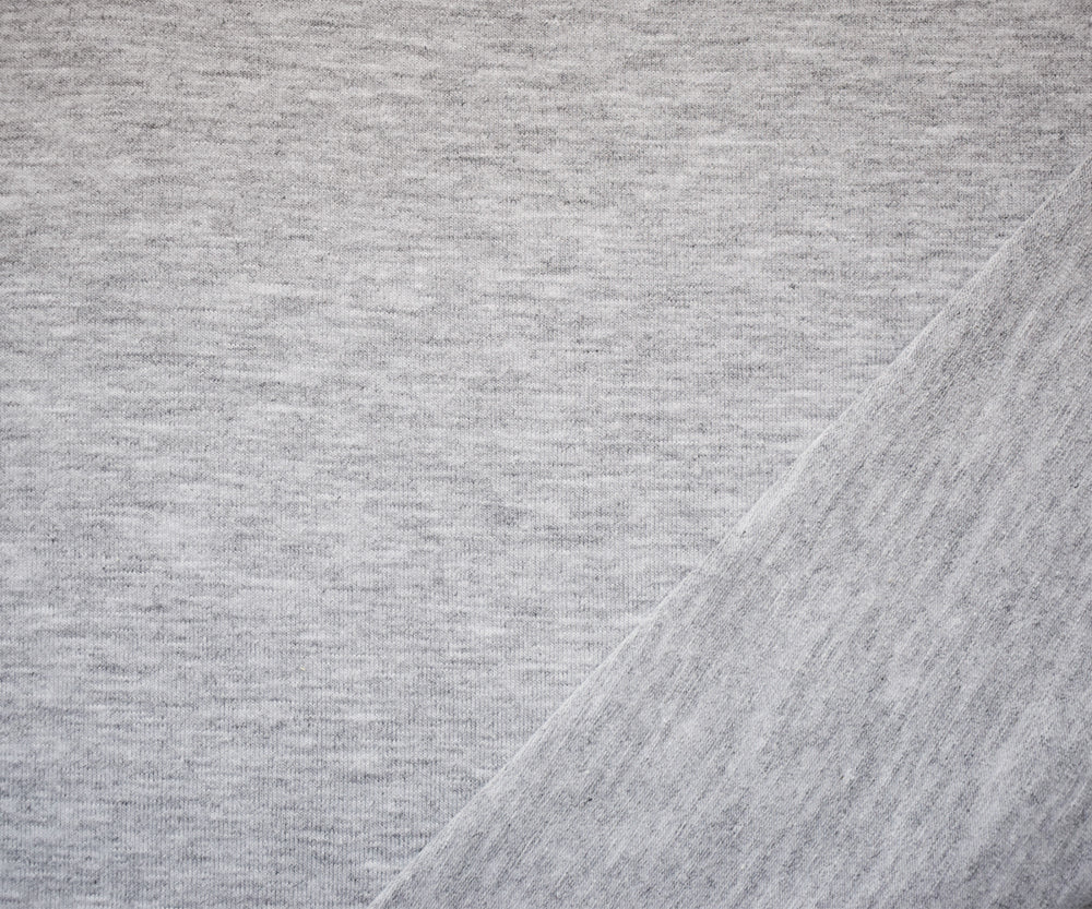 Heather Gray Solid Cotton-Poly Spandex Knit Fabric - 10 oz - Reorderable
