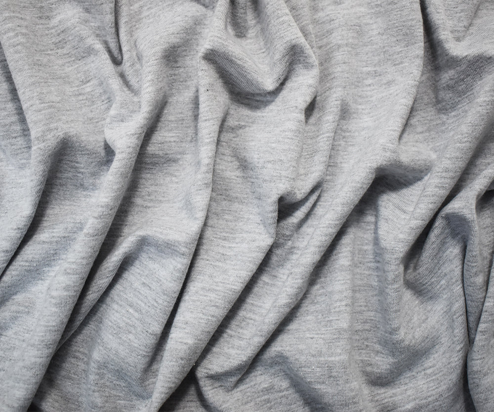 Heather Gray Solid Cotton-Poly Spandex Knit Fabric - 10 oz - Reorderable