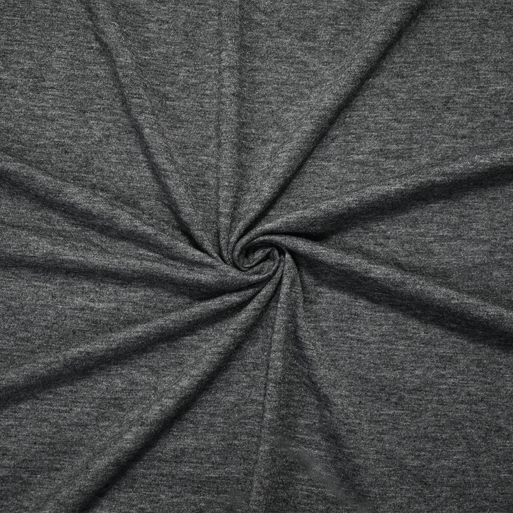 Heather Charcoal Gray Solid Cotton-Poly Spandex Knit Fabric - 10 oz - Reorderable