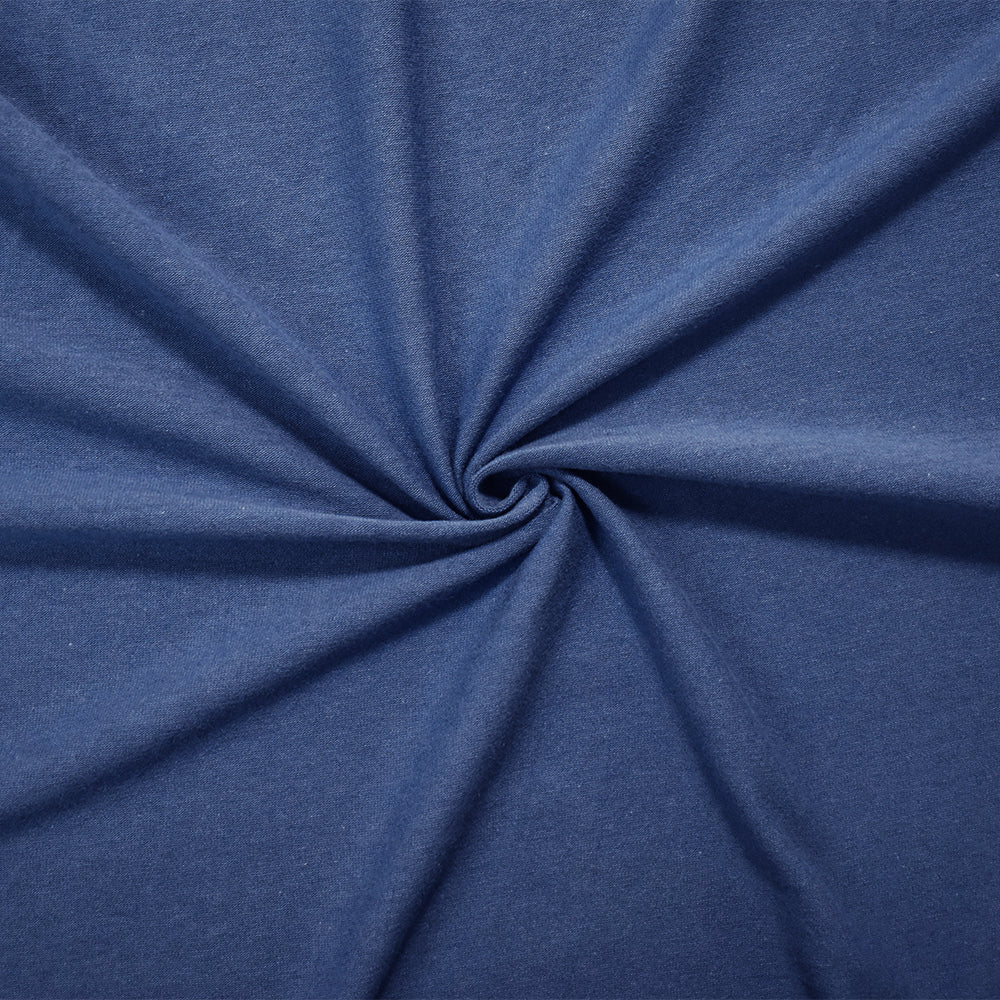 Denim Blue Solid Cotton Spandex Knit Fabric - 10 oz - Reorderable