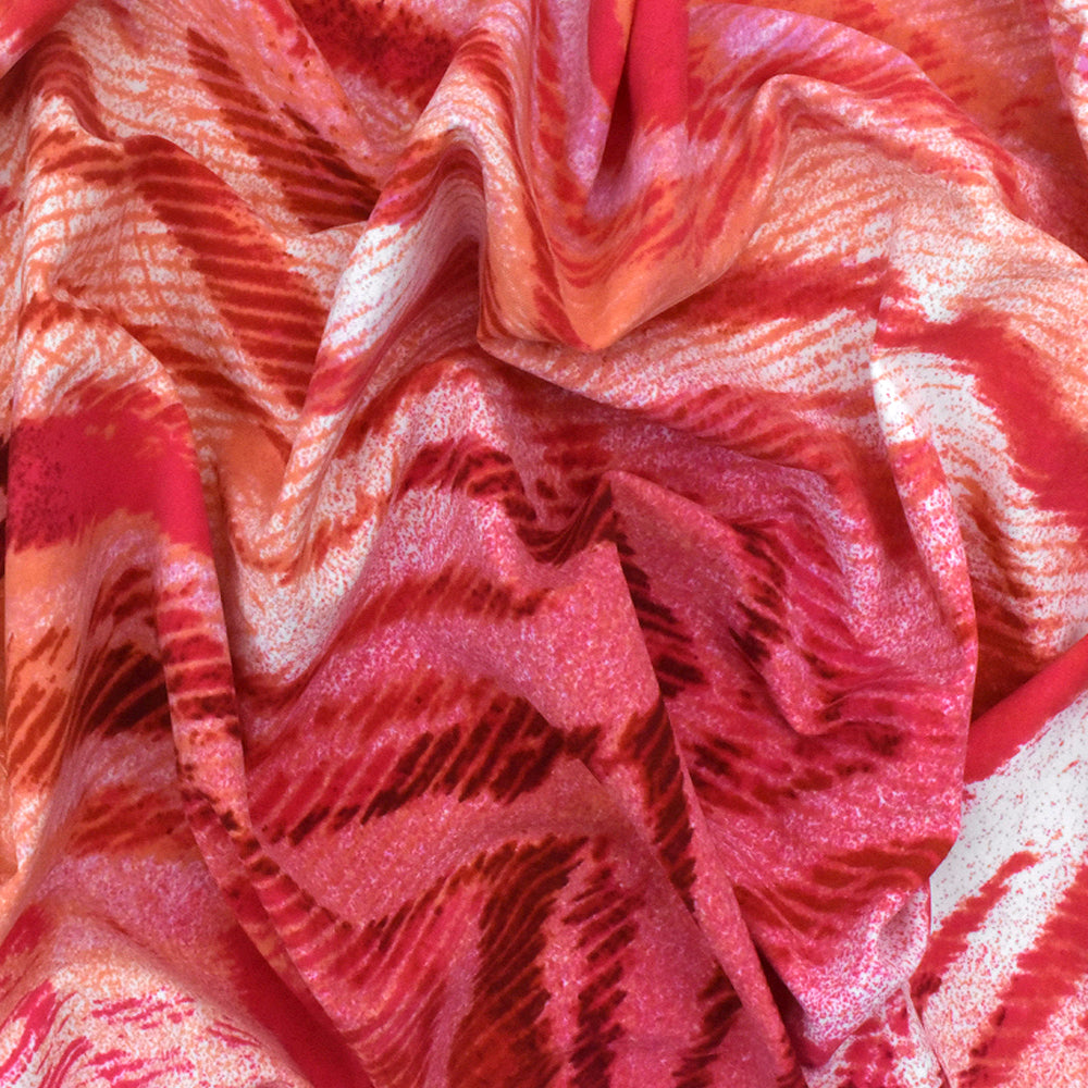 Red-Coral-Multi Animal Printed Swimwear Stretch Tricot Knit Fabric