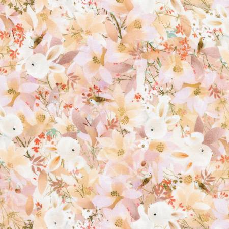 Robert Kaufman Deer Wilds rabbits quilting cotton fabric in Pearl