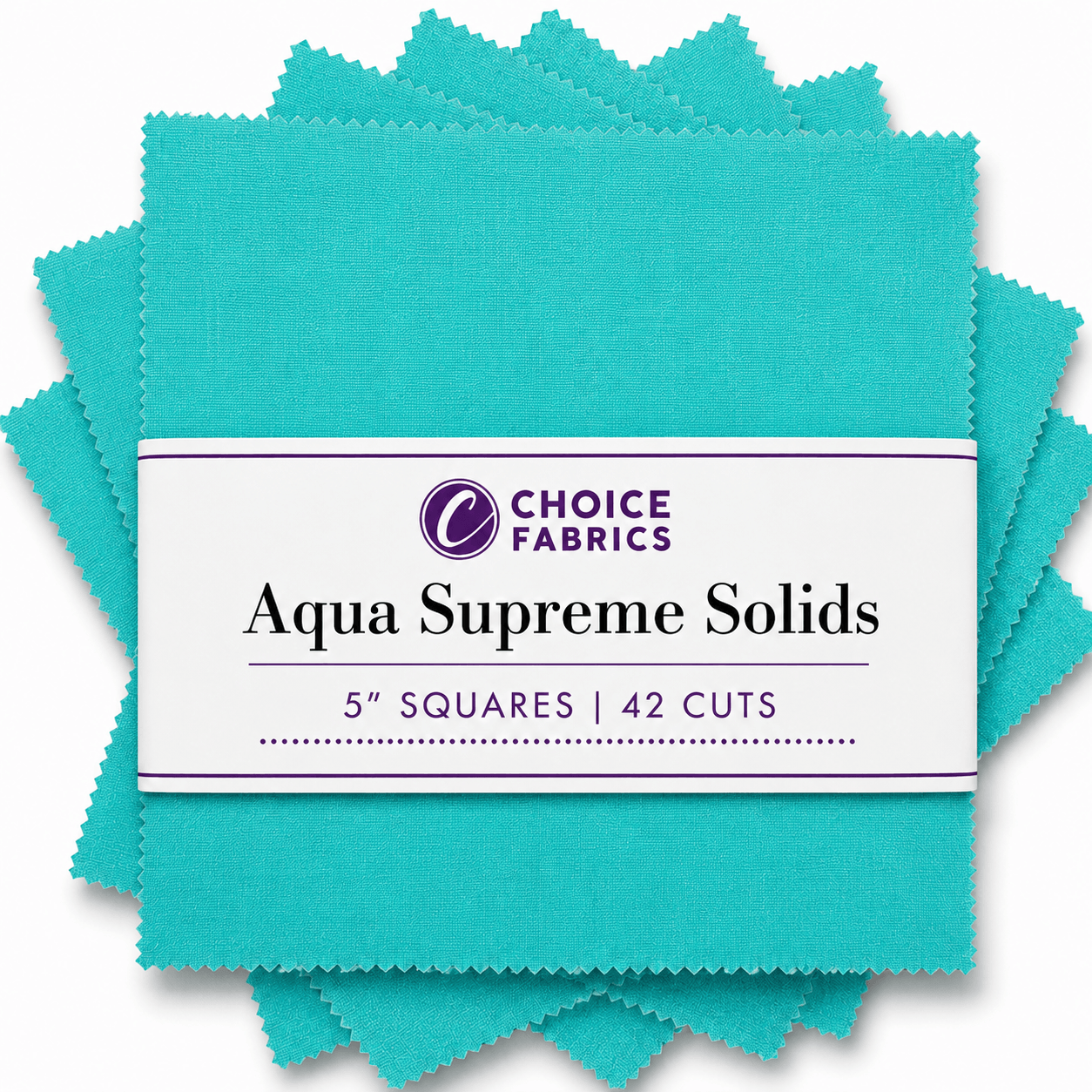 Choice Fabrics Supreme Solids 5x5 charm pack aqua 42 squares