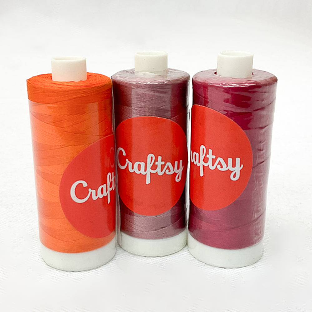 Craftsy Stash Builder Thread Bundle Reds 3 spools 100% Cotton