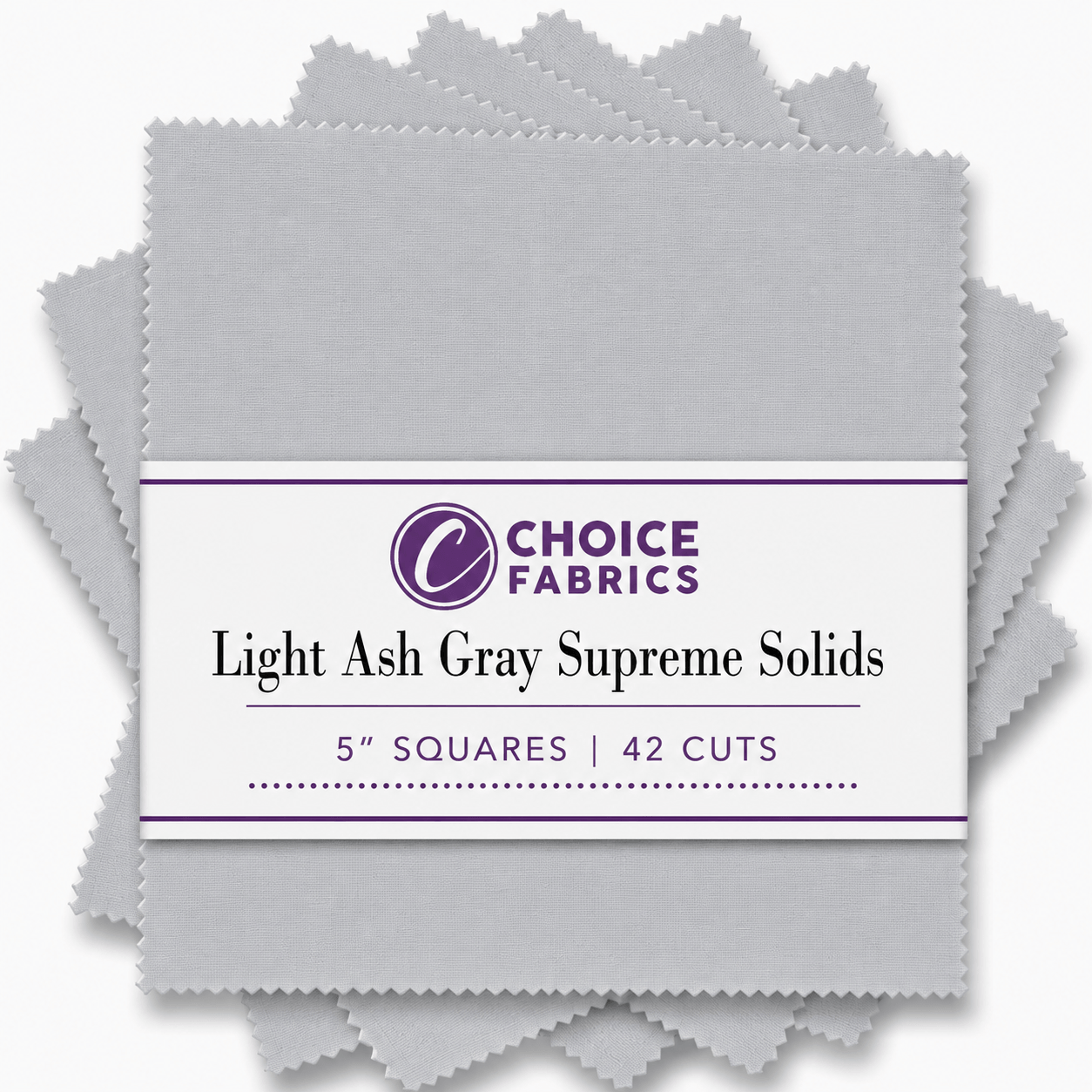 Choice Fabrics Supreme Solids light ash gray 5 inch charm pack 42 squares