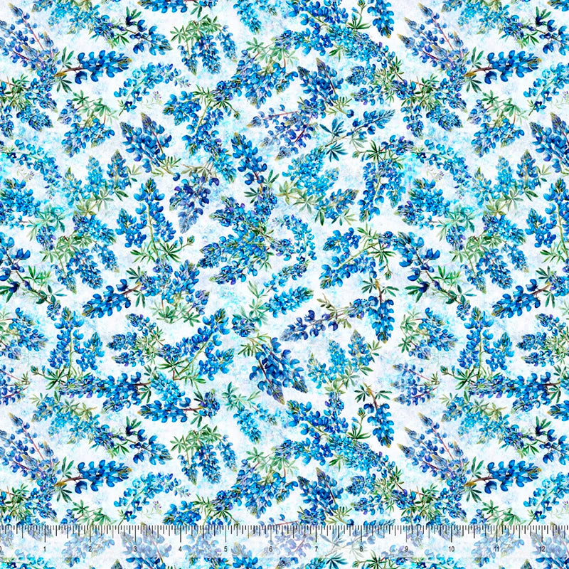 ATXSH Minky Texas Bluebonnets White 44"/45" Fabric Per Yard
