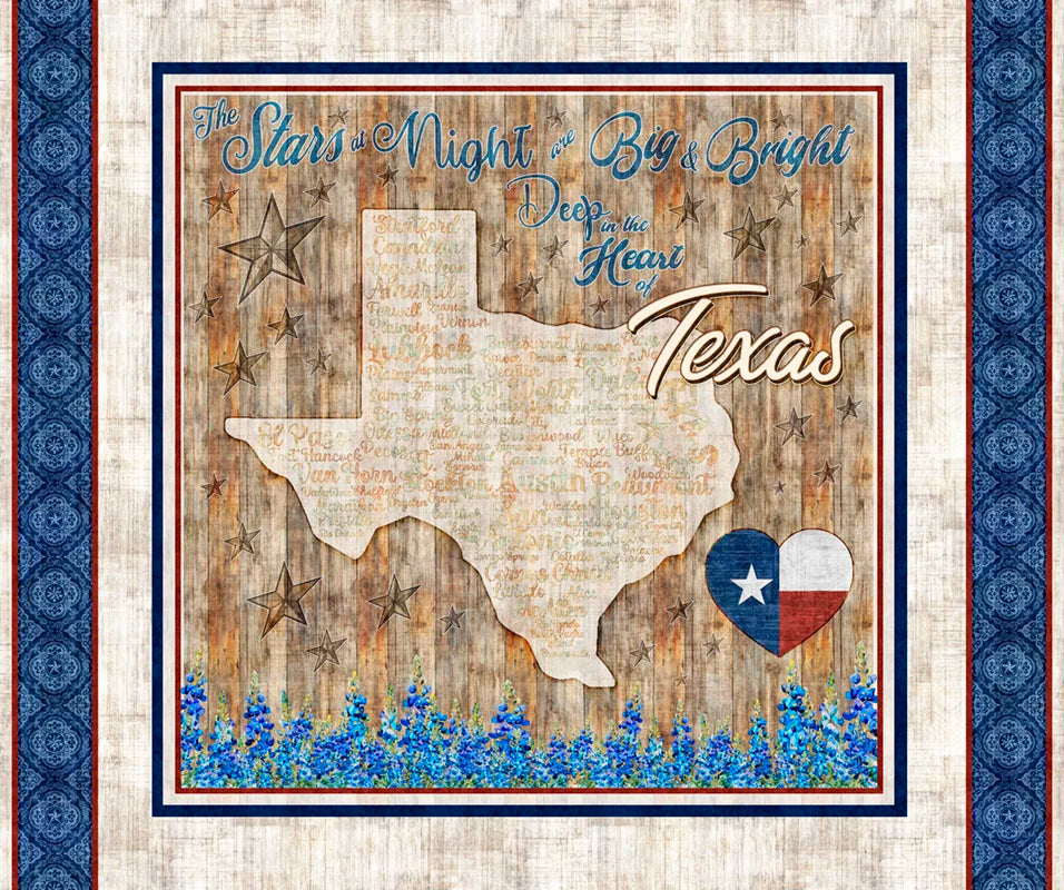 ATXSH Minky Texas Map Panel 44"/45" Fabric Per Yard