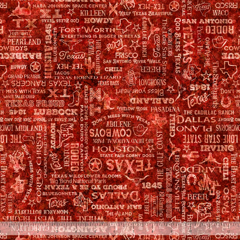 ATXSH Texas Text Brick Cotton 44"/45" Fabric Per Yard