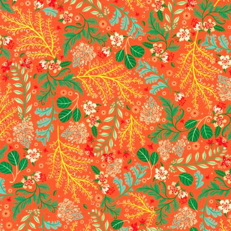 Robert Kaufman Faraway Florals vines tangerine