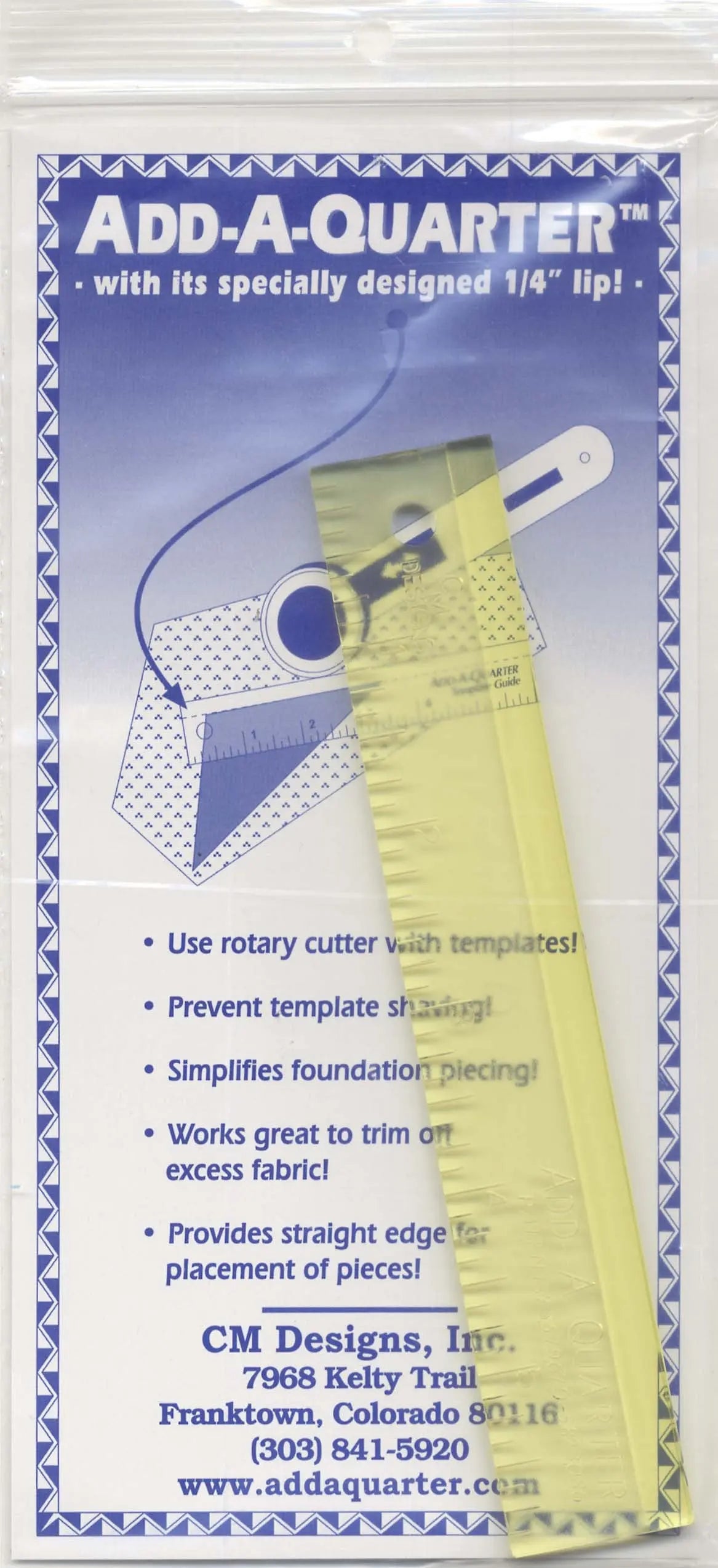 Add A-Quarter Ruler 1in x 6in - Linda's Electric Quilters
