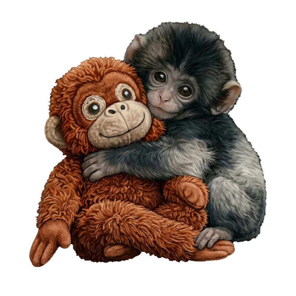 Adorable Cute Baby Monkey Fabric Panel 1