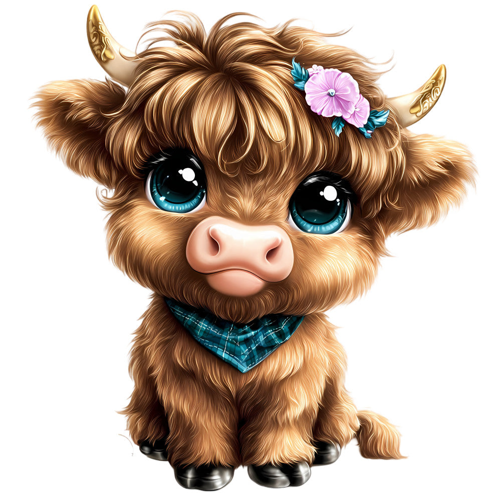 Adorable Highland Cows Fabric Panel 12