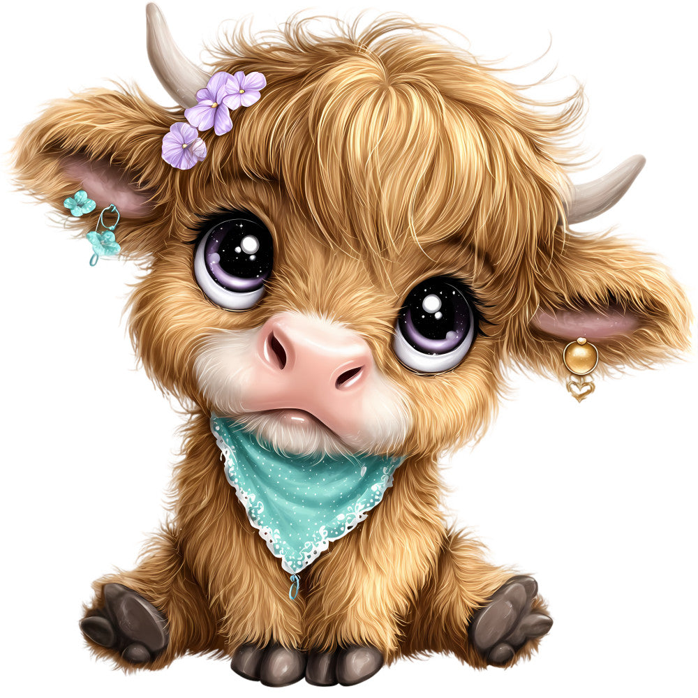 Adorable Highland Cows Fabric Panel 16