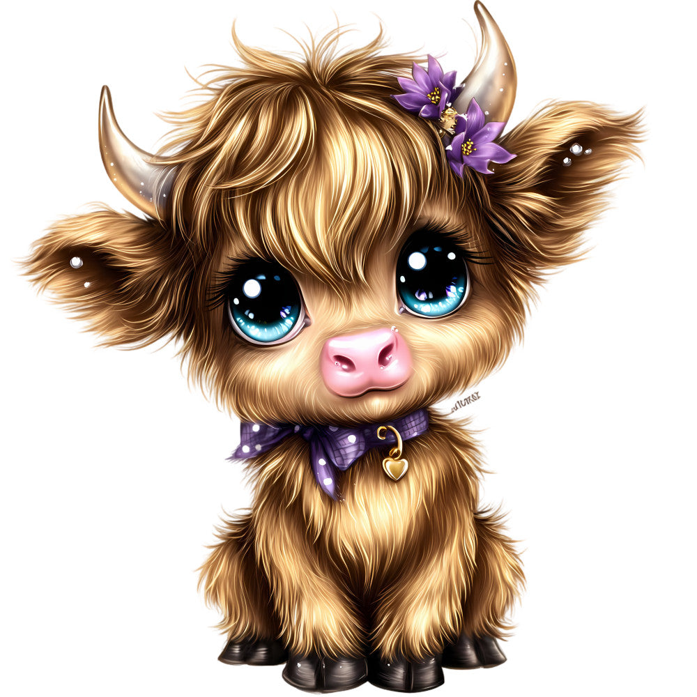 Adorable Highland Cows Fabric Panel 42
