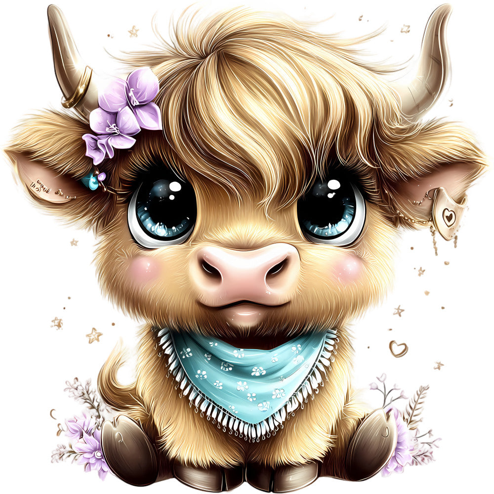 Adorable Highland Cows Fabric Panel 8