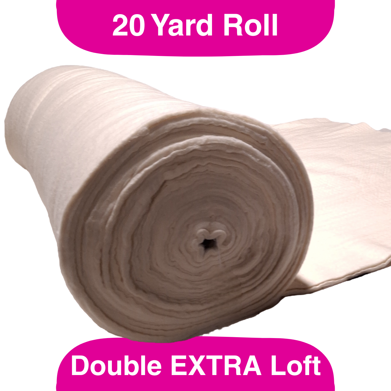 93" Wide 100% Cotton Double Extra Loft Batting, 20 yards